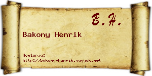 Bakony Henrik névjegykártya